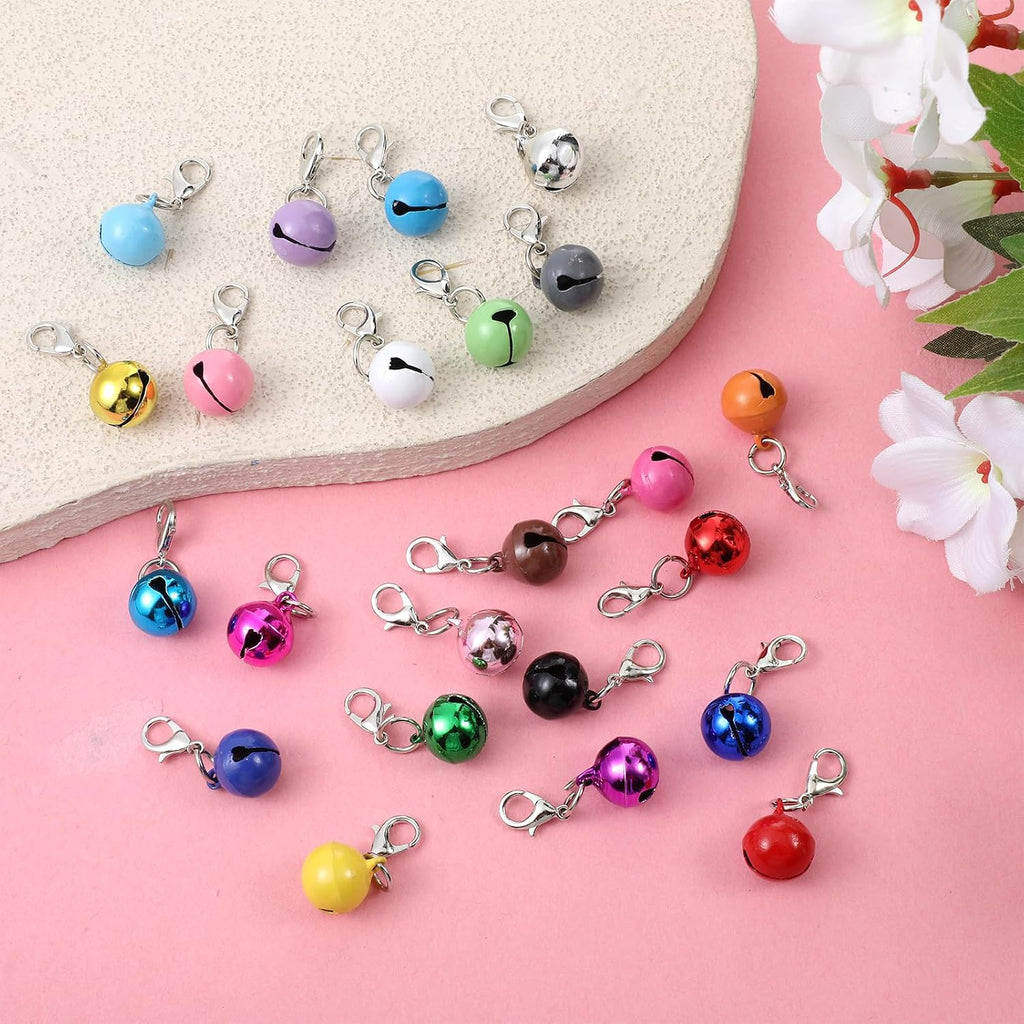 28 Pcs Pet Bells for Dog Cat, Colourful Pet Small Bells with Clasps