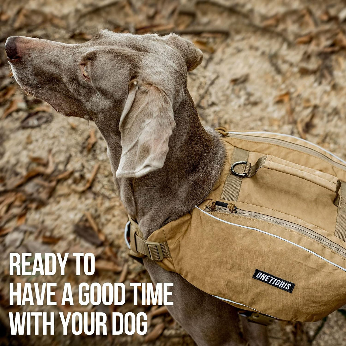 ONETIGRIS Y-Shaped Dog Backpack No Pull CAMLUS Dog Saddle Bag with D-Rings, Lightweight Dog Pack Hiking Gear for Dogs Hu