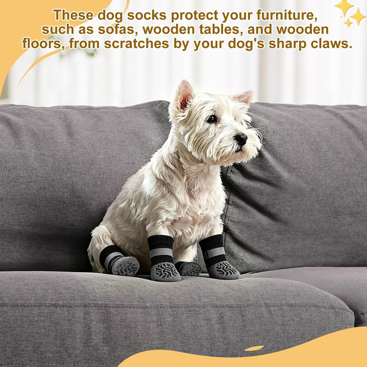 Non-Slip Dog Socks, Prevents Lick Paws with Double Sides Grips