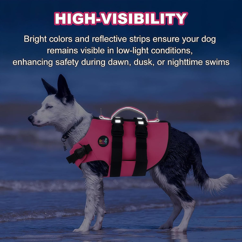 Dogcheer Dog Harness Life Jacket, High Buoyancy Neoprene Dog Life Vest for Swimming Boating, Adjustable Puppy Swim Vest 