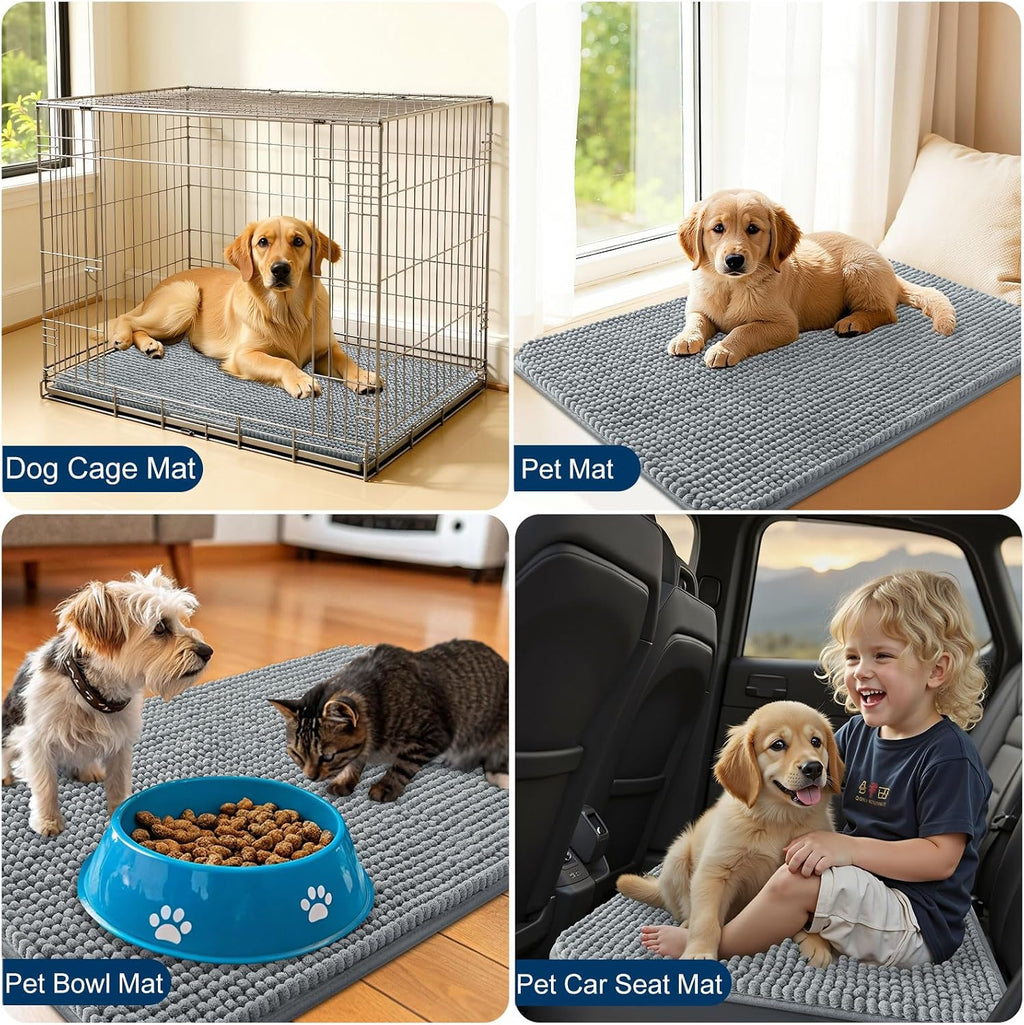 OLANLY Dog Door Mat for Muddy Paws 30x20, Absorbent Chenille Mud Doormat