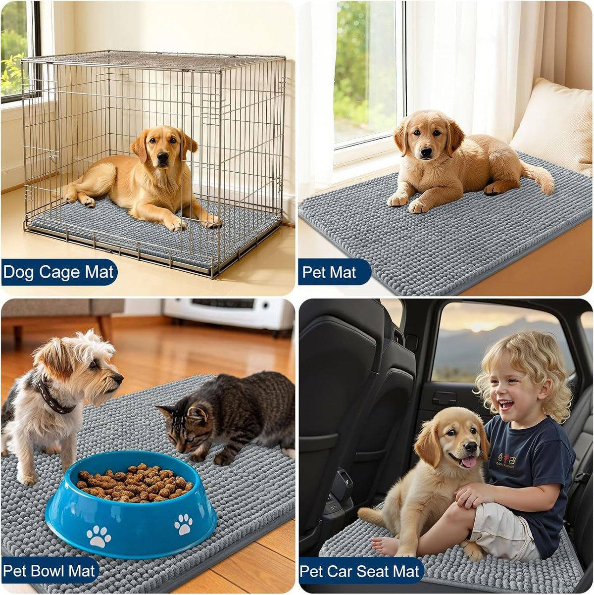 OLANLY Dog Door Mat for Muddy Paws 30x20, Absorbent Chenille Mud Doormat