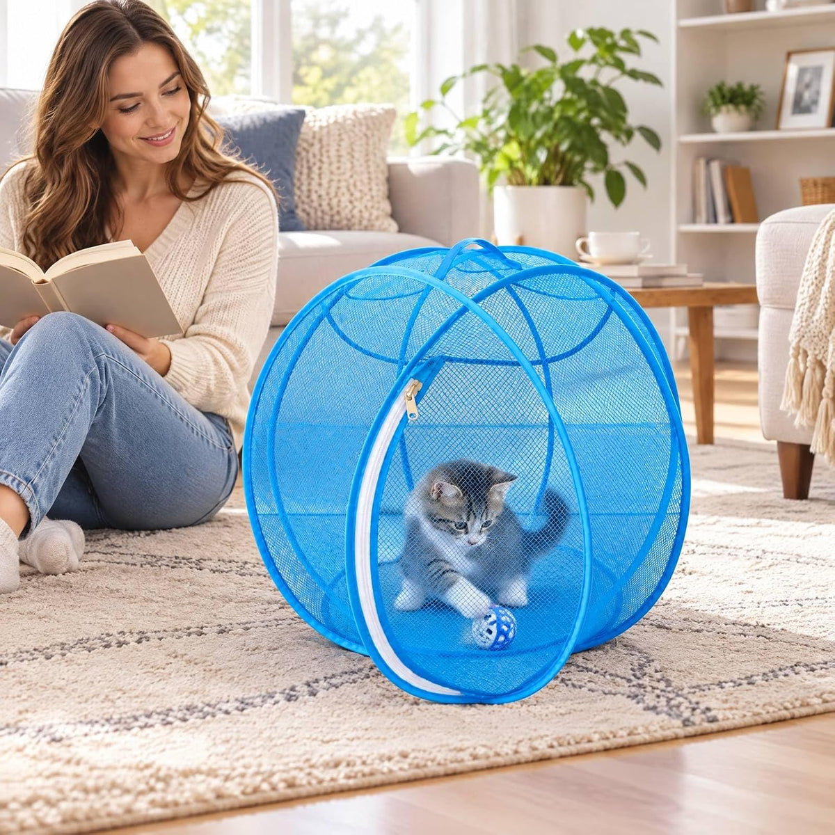 360° Panoramic Pop-Up Rolling Cat Playpen Ball Giant Cat Hamster Ball