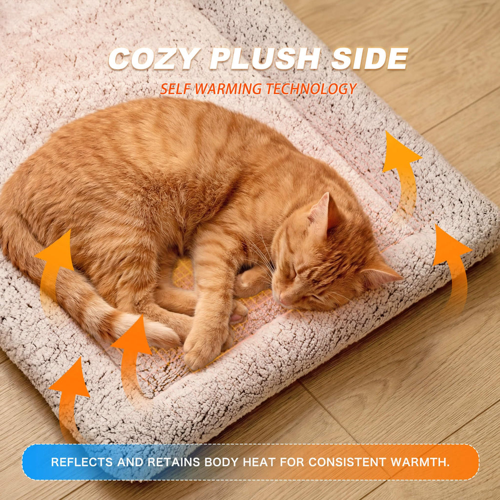 Self Warming Cat Bed, Reversible Cat Bed, Gray, 18 x 24 Inches
