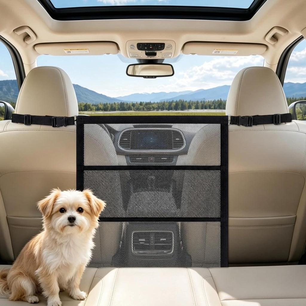 XIHIRCD Dog Car Barrier Net, Backseat Pet Divider for SUV & Truck (Black)