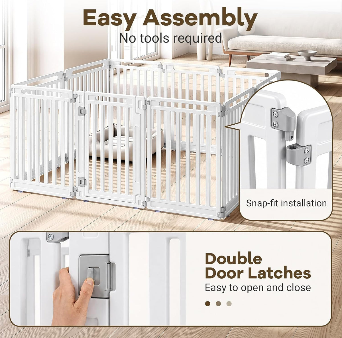 GIANTEX 10 Panel Dog Playpen, 32'' Plastic Pet Fence, Lockable Door, White