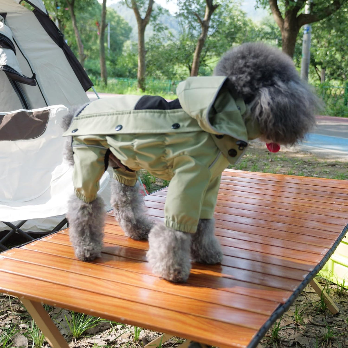 LOVELONGLONG Waterproof Dog Raincoat with Removable Hood – Outdoor Full Body Dog Jacket, Windproof Snowproof Shell Suit 