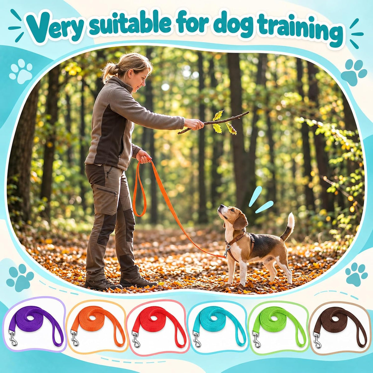 24 Pack Dog Leash Bulk 5 ft, Nylon Dog Training Leashes