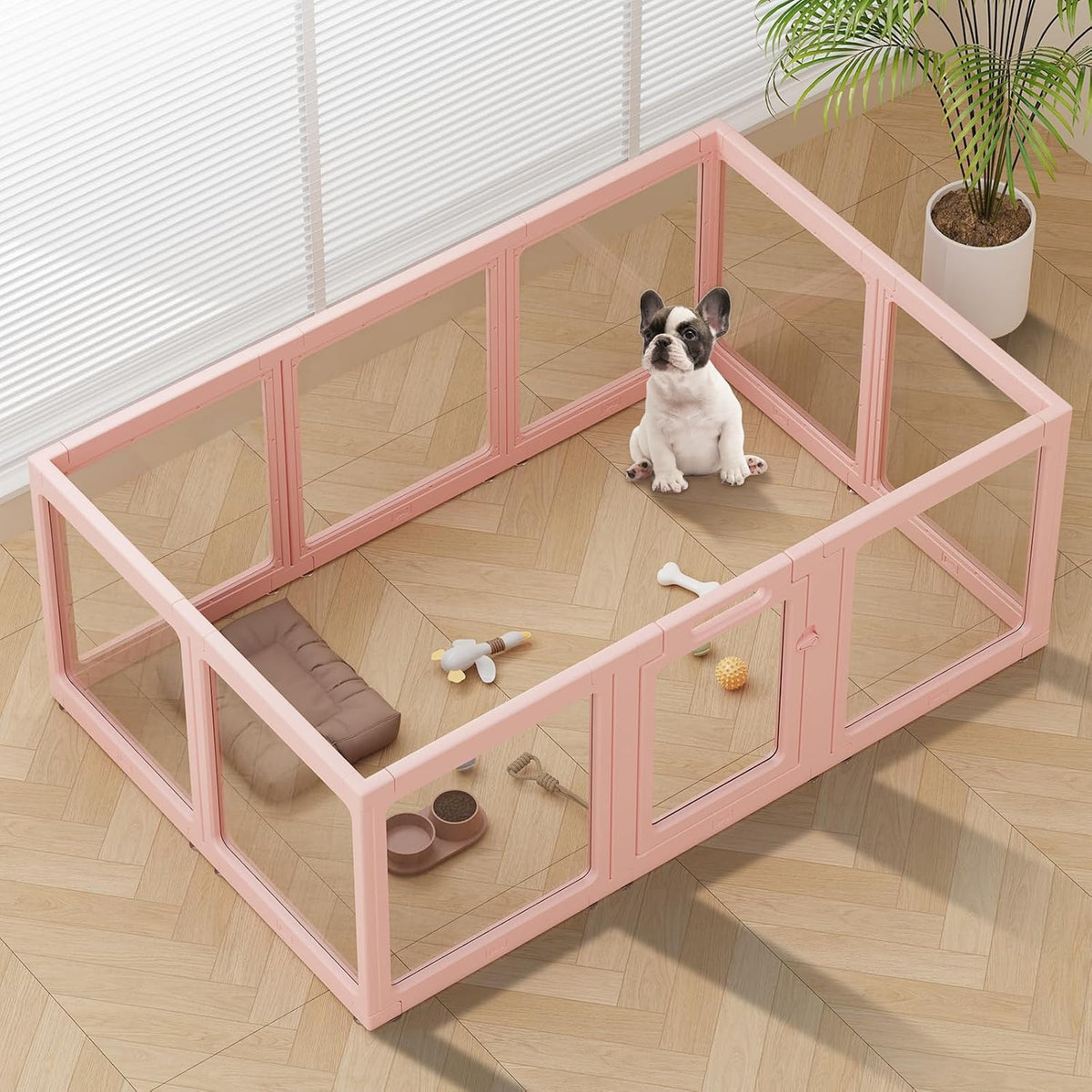 Clear Acrylic Dog Playpen Indoor Pet Pen, 24" H, White, 10 Panels