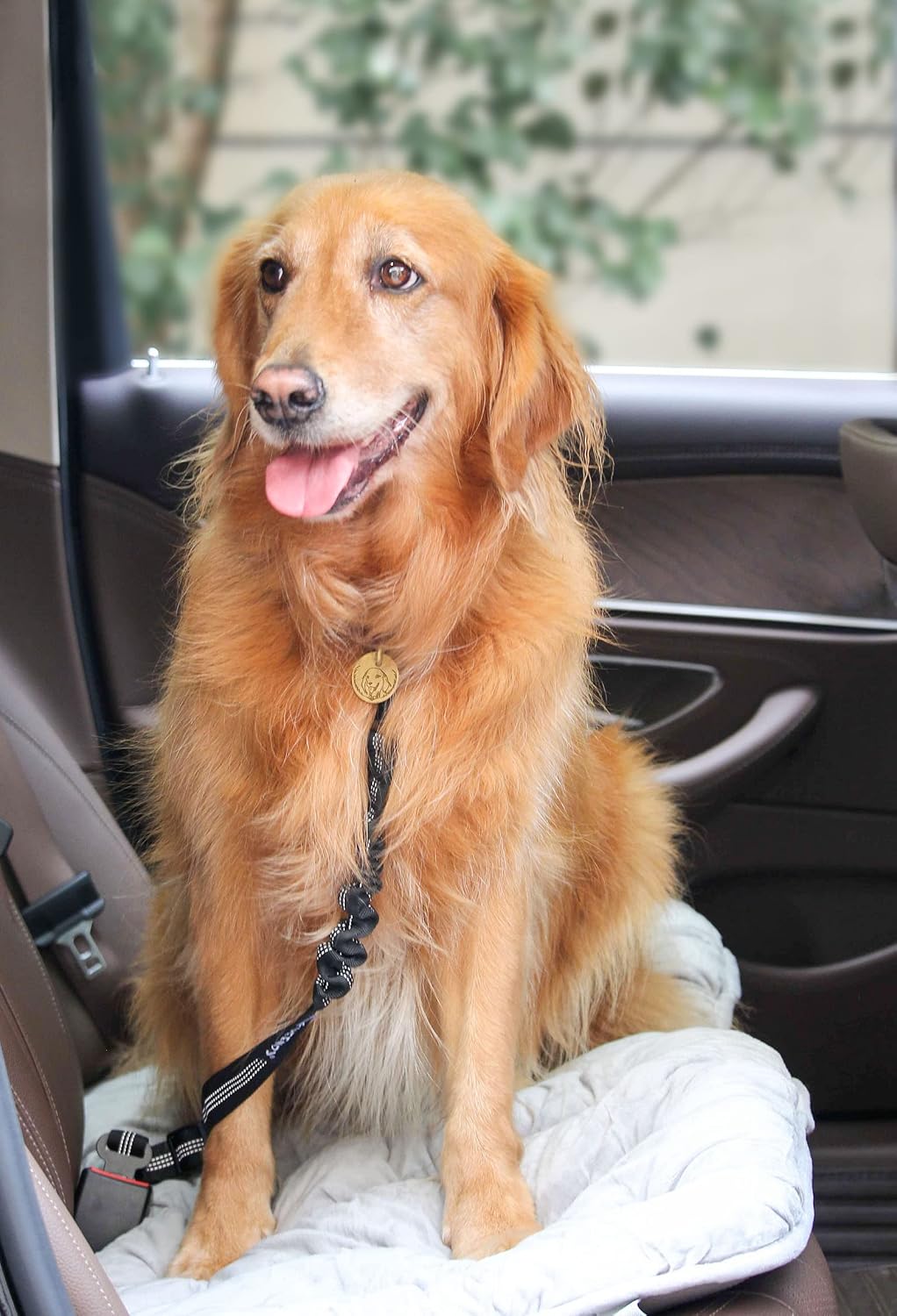 2 Pack Dog Seat Belt Adjustable Dog Car Seatbelts for Vehicle Nylon Pet Safety Seat Belt with Elastic Bungee Buffer Refl