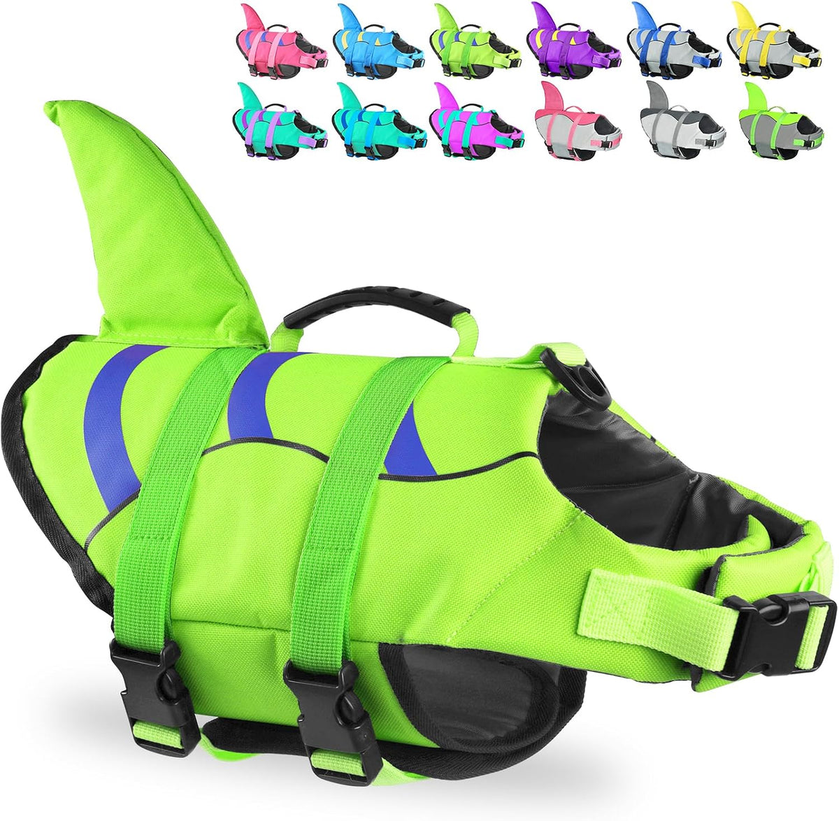Fragralley Shark Dog Life Jacket, Easy to Put on Dog Life Vest for Swimming and Boating, Vibrant & Adjustable Dog Life P