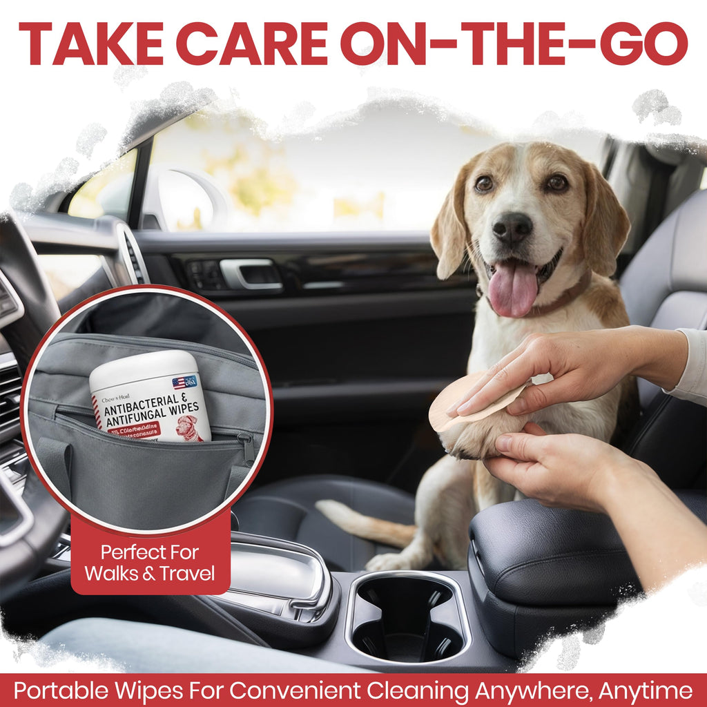 Dog Paw Wipes Antibacterial 50 Count - Antifungal Wipes for Dogs