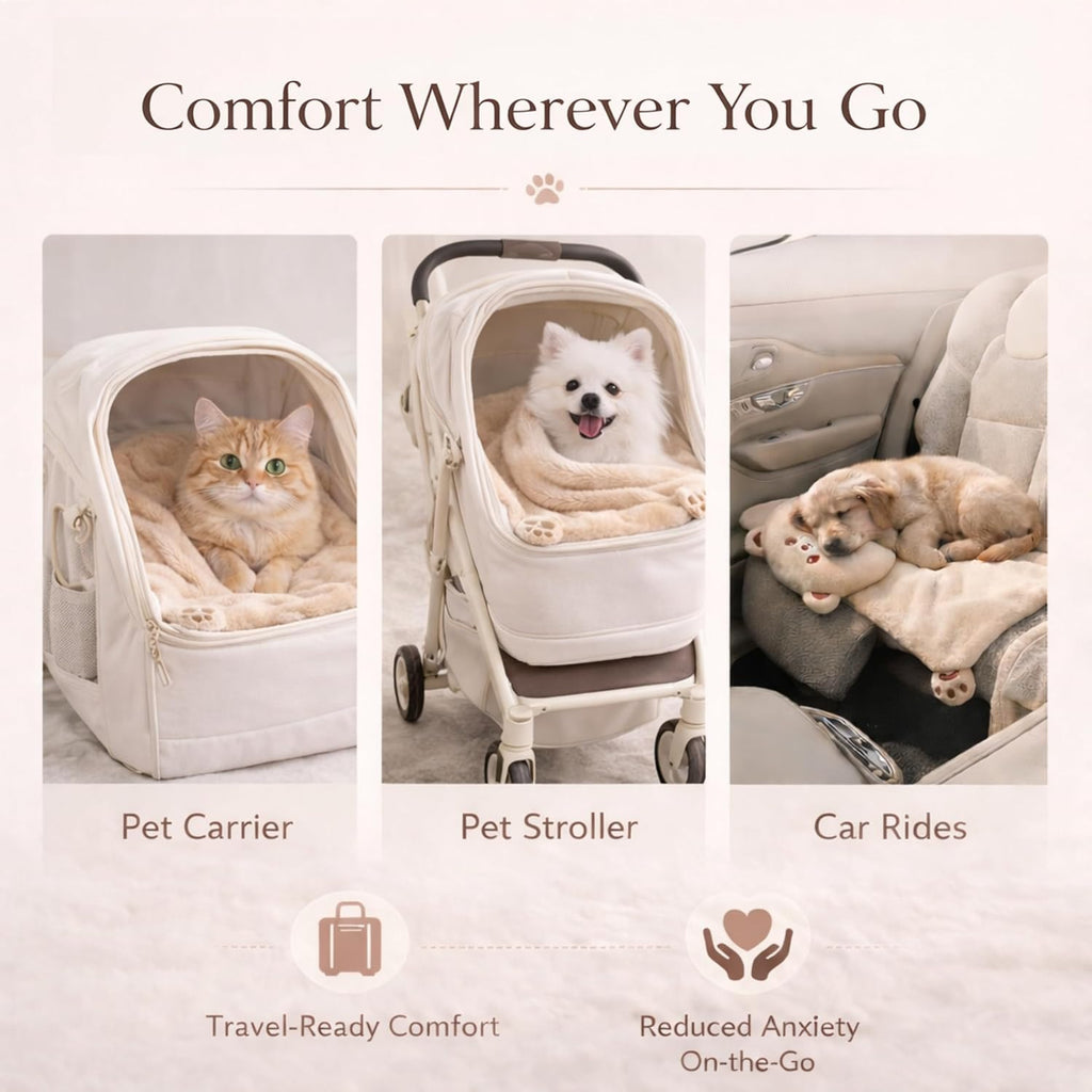 MIMI MIMI Dog Calming Pillow & Dog Blanket Set. Soft and Neck-Friendly, Washable Pet Pillows for Small Medium Dogs and C
