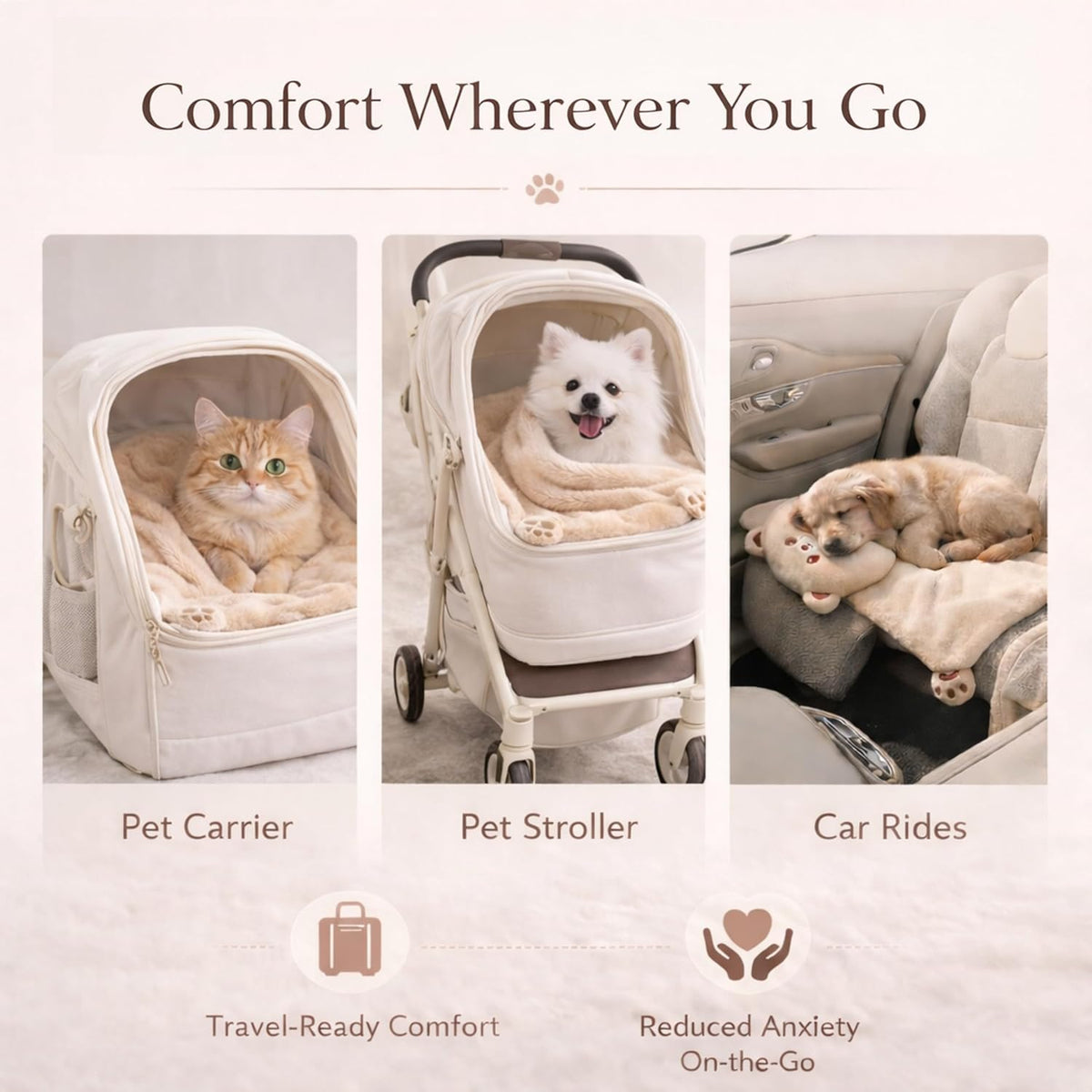 MIMI MIMI Dog Calming Pillow & Dog Blanket Set. Soft and Neck-Friendly, Washable Pet Pillows for Small Medium Dogs and C