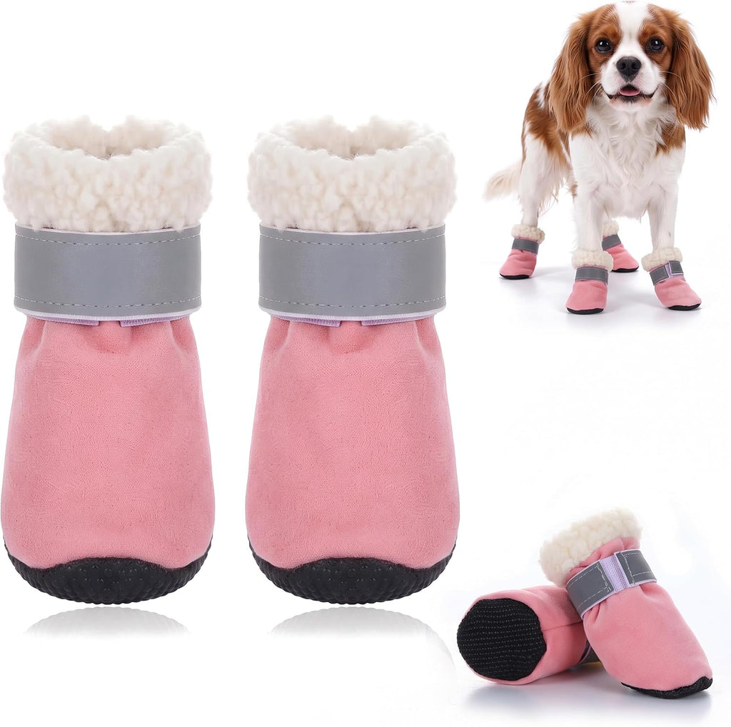 Fecialy Dog Shoes for Winter, Dog Snow Boots & Paw Protectors Warm Booties for Small Medium Dogs Puppies