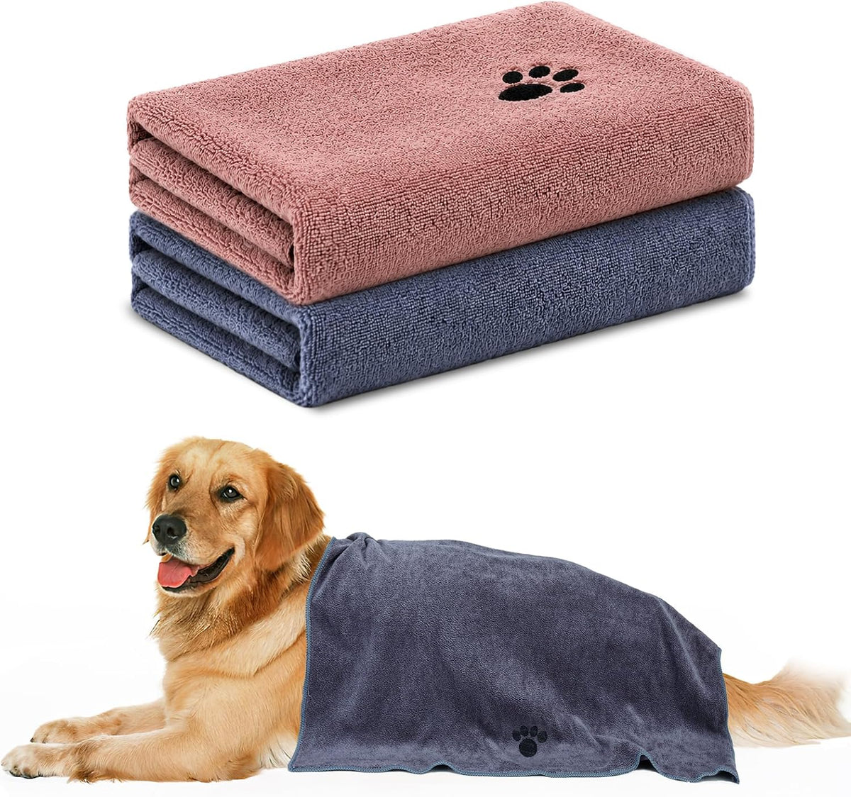 2 Pack Microfiber Dog Towels for Drying Dogs, Pet Bath Supplies for Dog&Cat