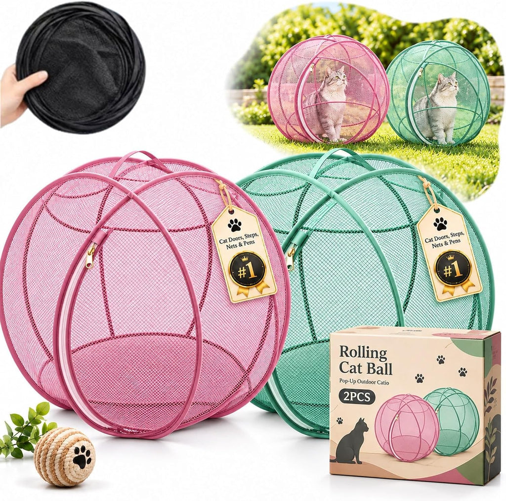 360° Panoramic Pop-Up Rolling Cat Playpen Ball,Outdoor Foldable Enclosure