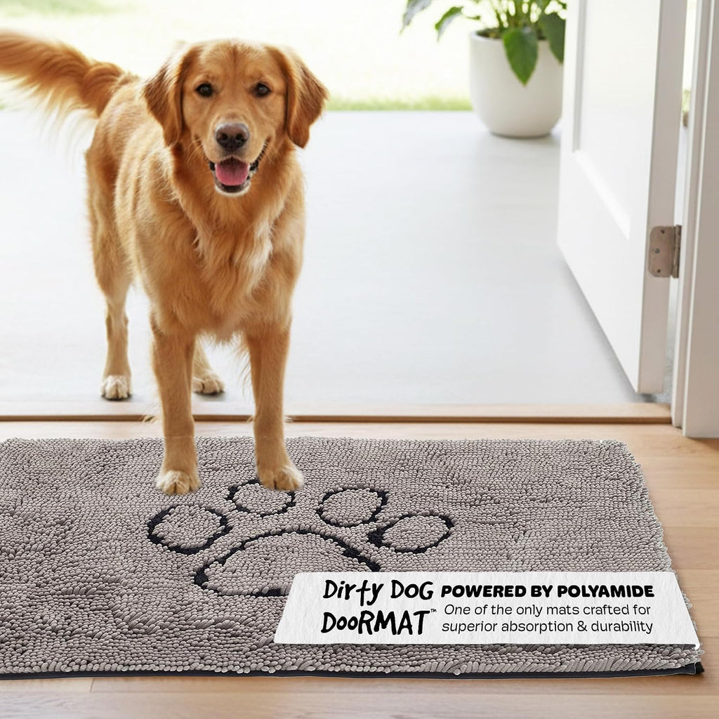Dog Gone Smart Dirty Dog Doormat - Fast Drying Rug - Grey, 35 x 21 in