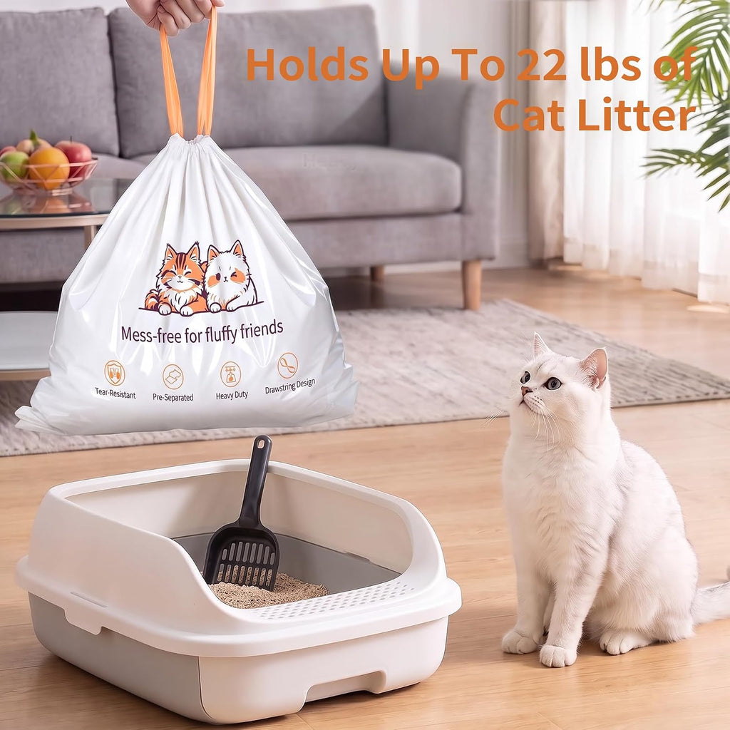 Freypet 120 Pack Litter Box Liners with Drawstring, 25.2" x 15.7"