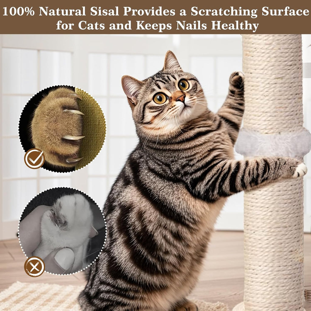 Cat Scratching Post, Sisal Scratcher with Enrichment Toys for Indoor Cats