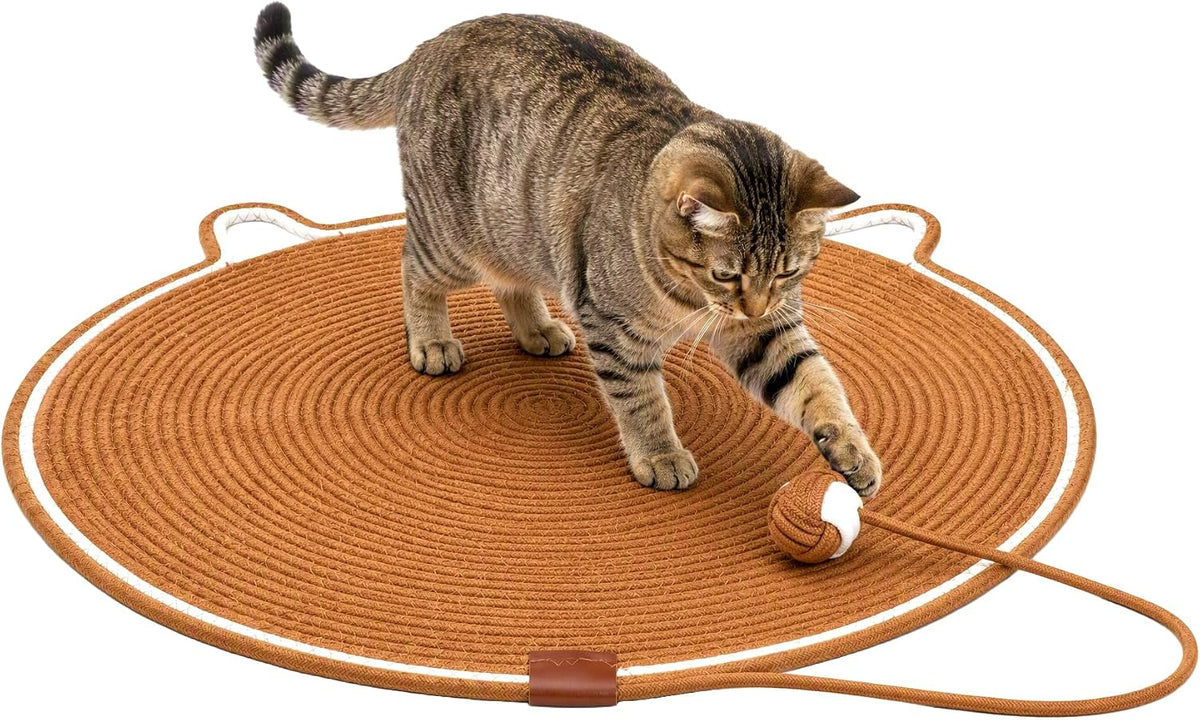 Cat Scratcher Mat, 23.62'' Round Cotton Rope Cat Scratch Pad for Indoor