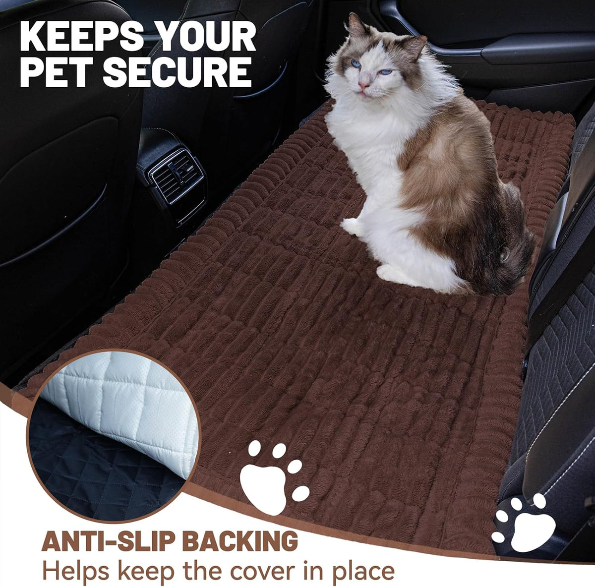 Dog Car Seat Waterproof Bed Cover Back Seat Dark Brown 23.6”x51”