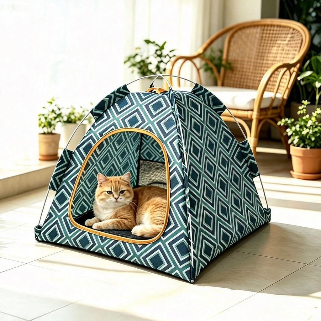 Portable Pet Tent 40x40x35cm Breathable Enclosed Cat House for Indoor