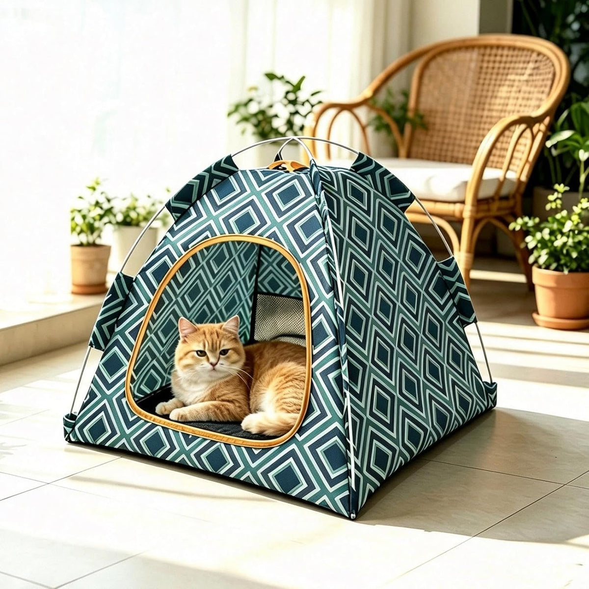 Portable Pet Tent 40x40x35cm Breathable Enclosed Cat House for Indoor