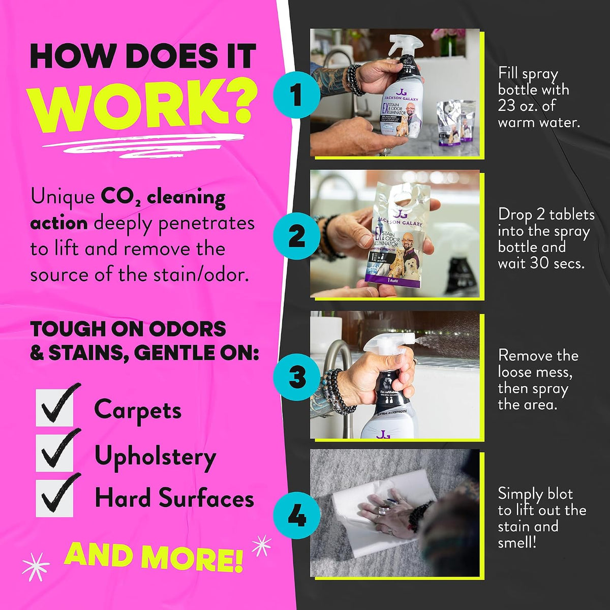 Jackson Galaxy EX Stain & Odor Eliminator Refill - 4 Tabs = 2 Full Refills