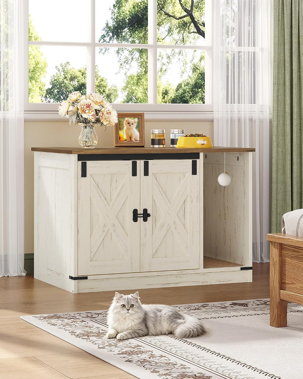Hzuaneri Cat Litter Box Enclosure, Hidden Litter Box Cabinet Furniture