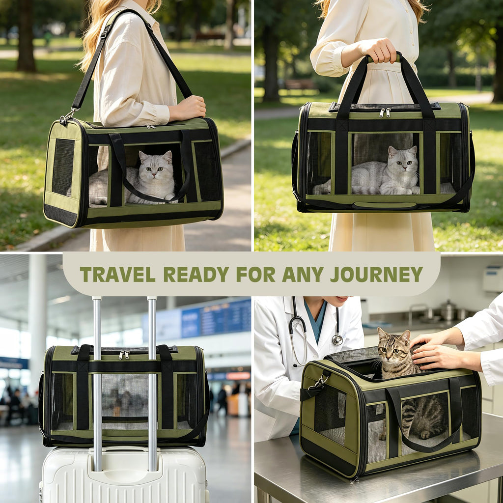 Extra-Large Cat Carrier, Soft-Sided Collapsible Pet Carrier up to 22 lbs