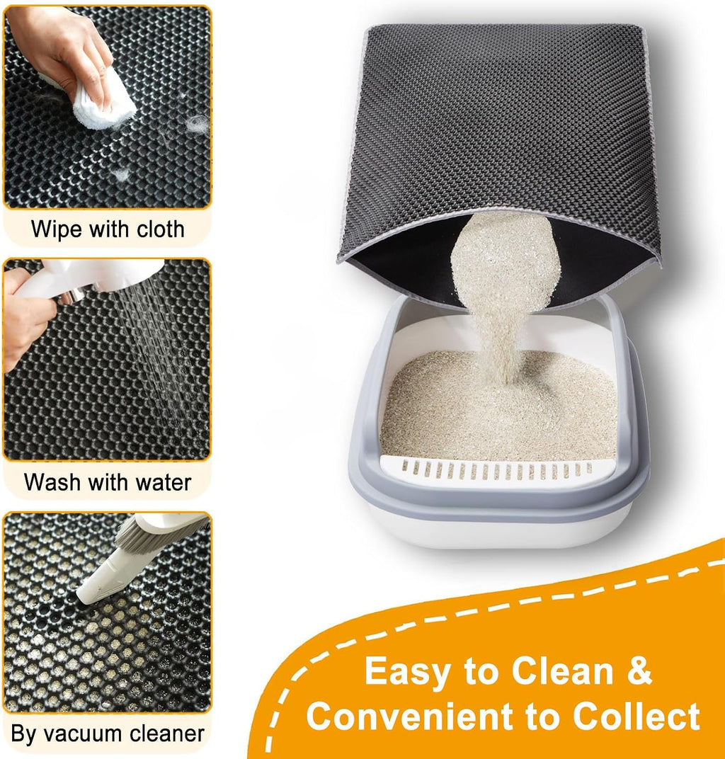 Cat Litter Mats-Extra Large 47''x36'' Litter Trapping Mat for Cat-XXL Litter box Matt for Floor-2 Layer Catcher Rug for 