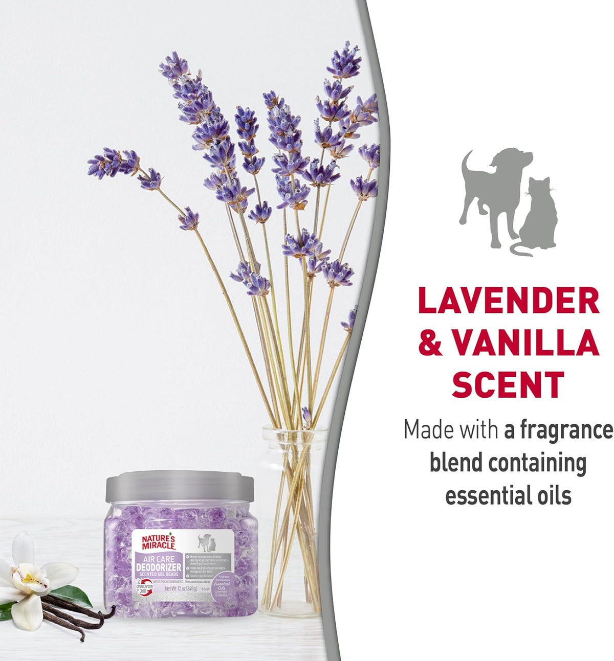 Nature's Miracle Air Care Deodorizer Gel Beads, Lavender Vanilla, 12 oz