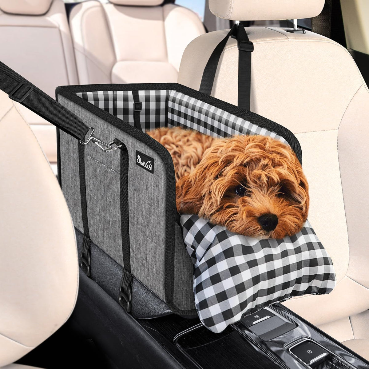 SlowTon Console Dog Car Seat, Dog Booster Seat for Small Dogs Under 11lbs