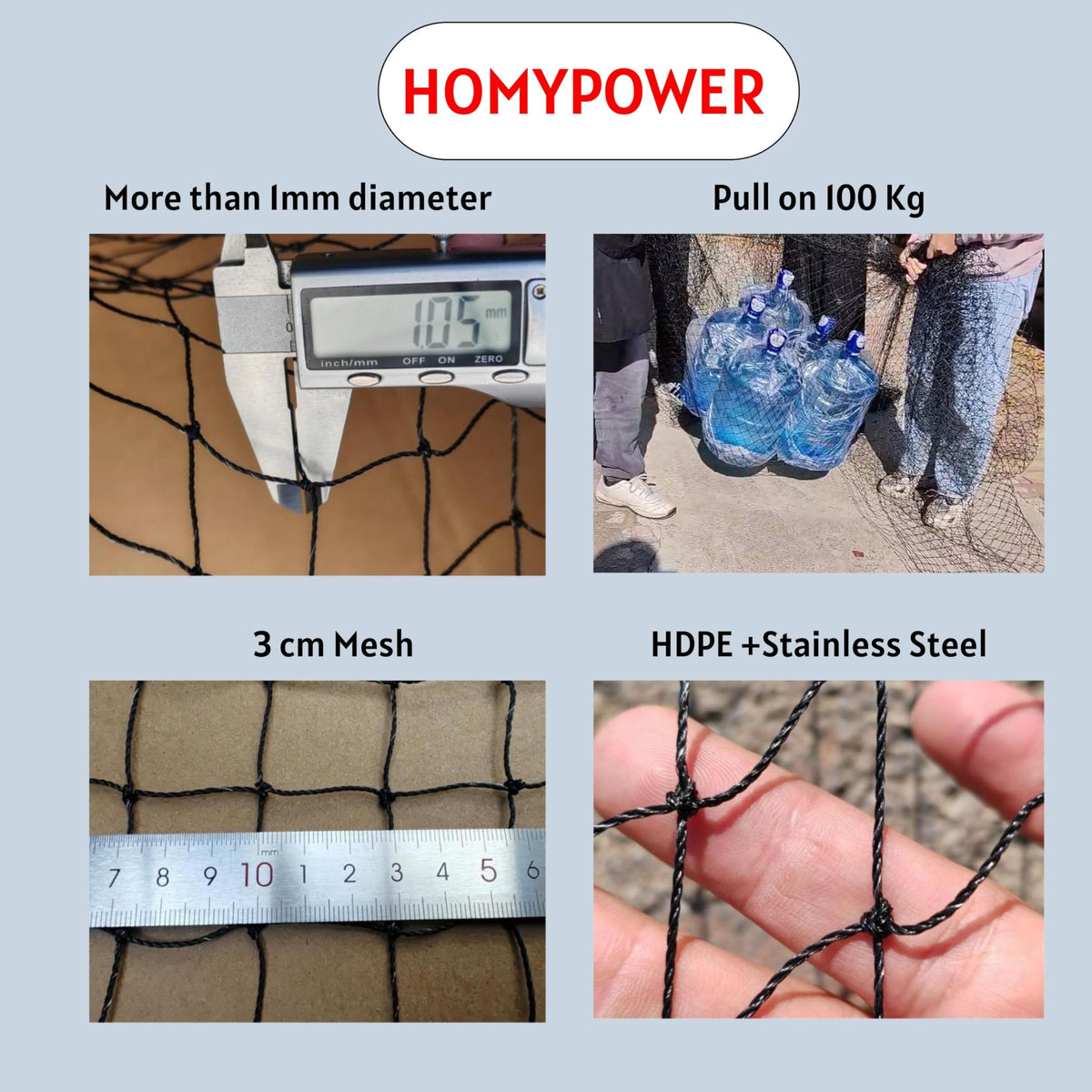HOMYPOWER Cat Netting Balcony, 10x20 ft Stainless Steel Reinforced Bite Tear UV and Weather-Resistant Anti-Fall Netting for Pets, Safety Net for Cat, Small Catio for Apartment Balcony Protection
