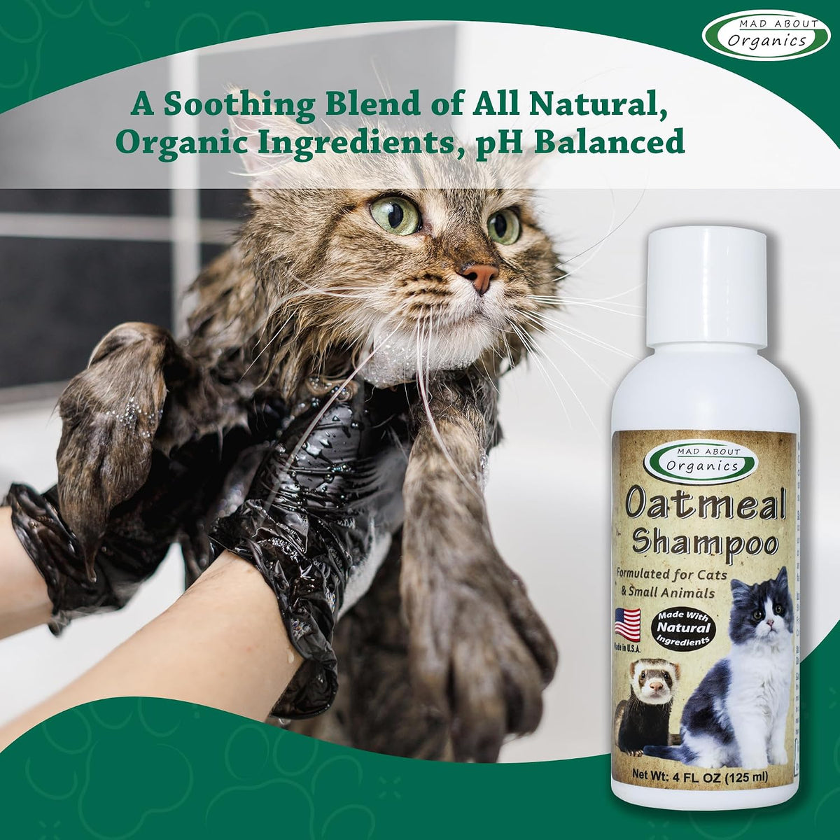 Oatmeal Shampoo for Cats & Small Pets – Gentle, Balanced Formula for Skin & Coat Health – Comforts Dry Skin Care for Sma