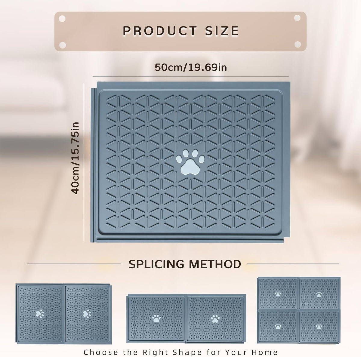 Zegcohjave Cat Litter Mat,19.6"x15.7"Connectable Silicone Litter Box Mat
