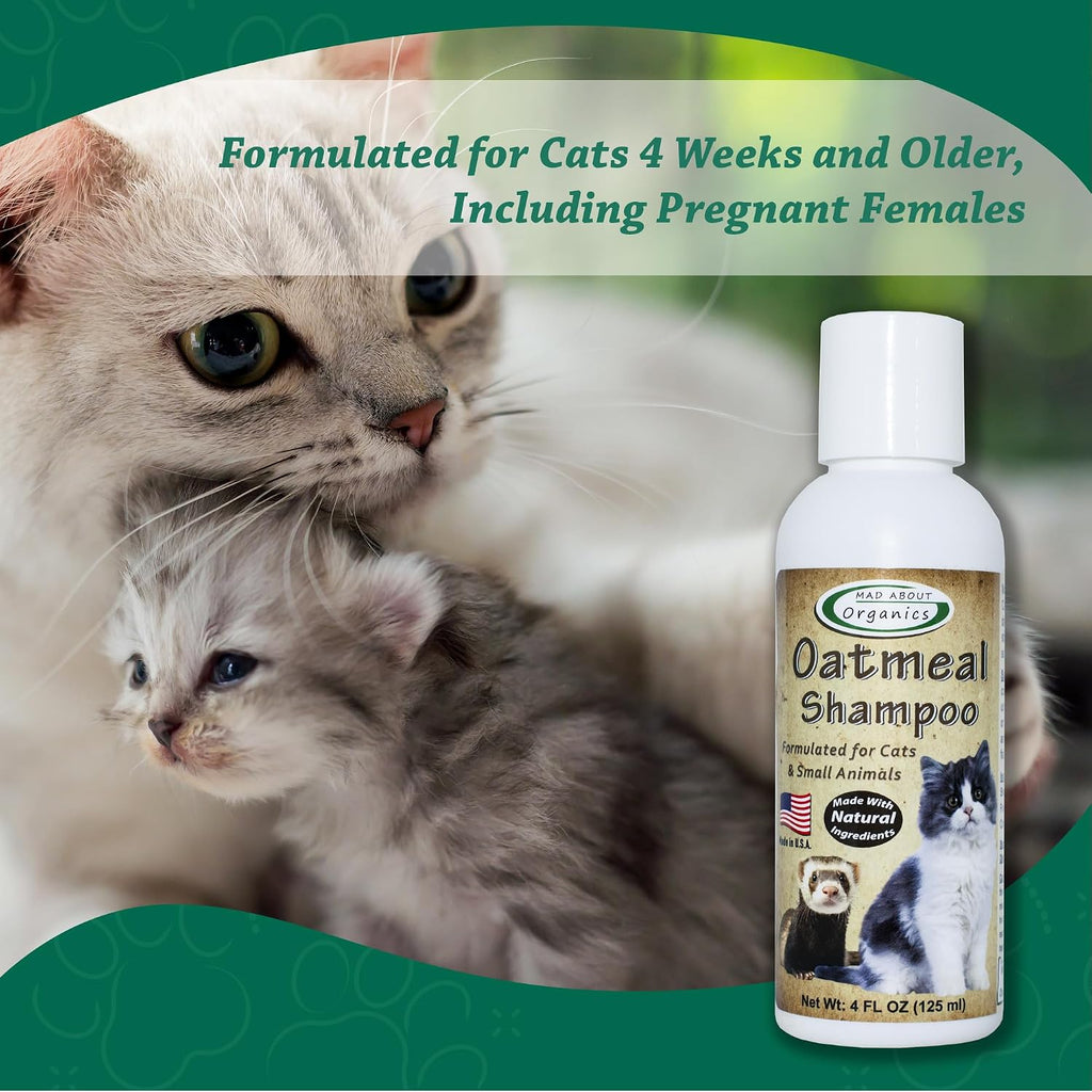 Oatmeal Shampoo for Cats & Small Pets – Gentle, Balanced Formula for Skin & Coat Health – Comforts Dry Skin Care for Sma