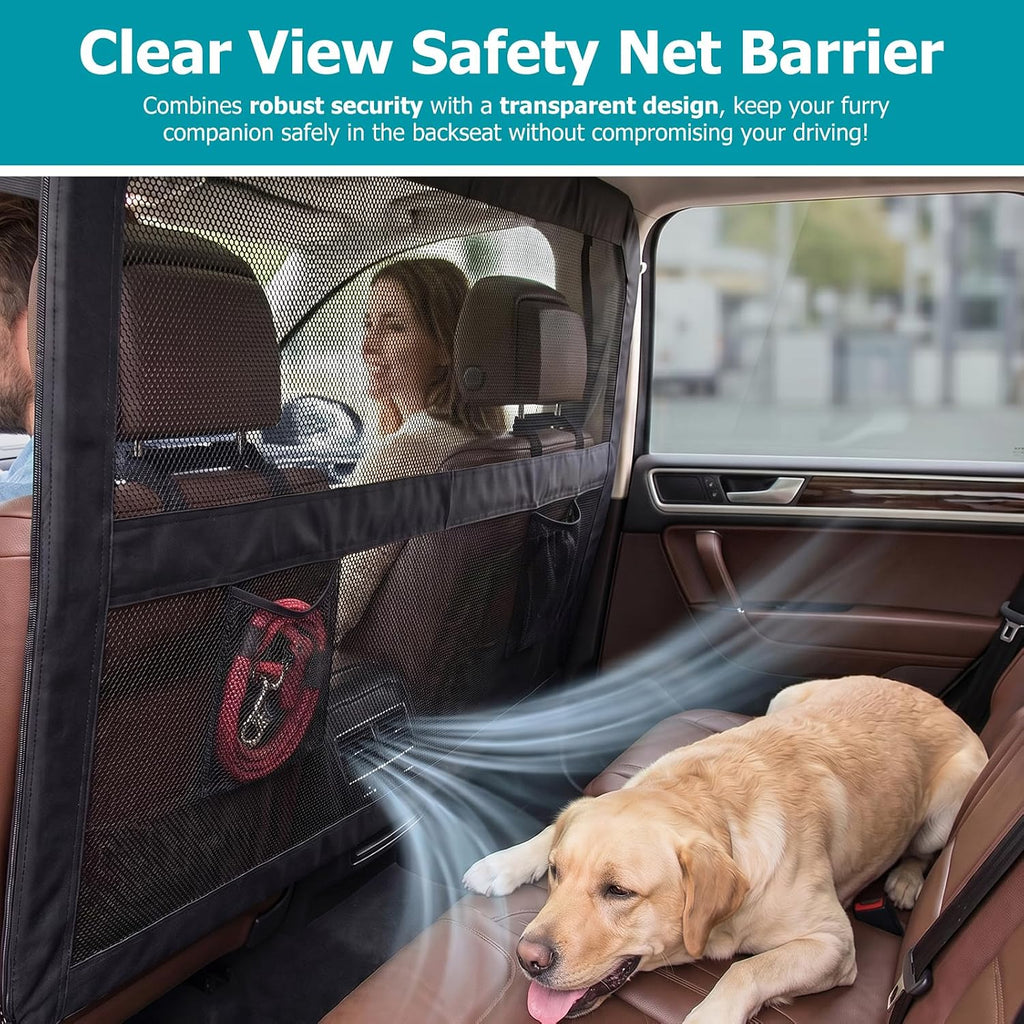 Dog Barrier for Car Back Seat & Cargo Area with Wider Coverage, Universal Fit for Car, SUV & Truck, Dog Car Divider with