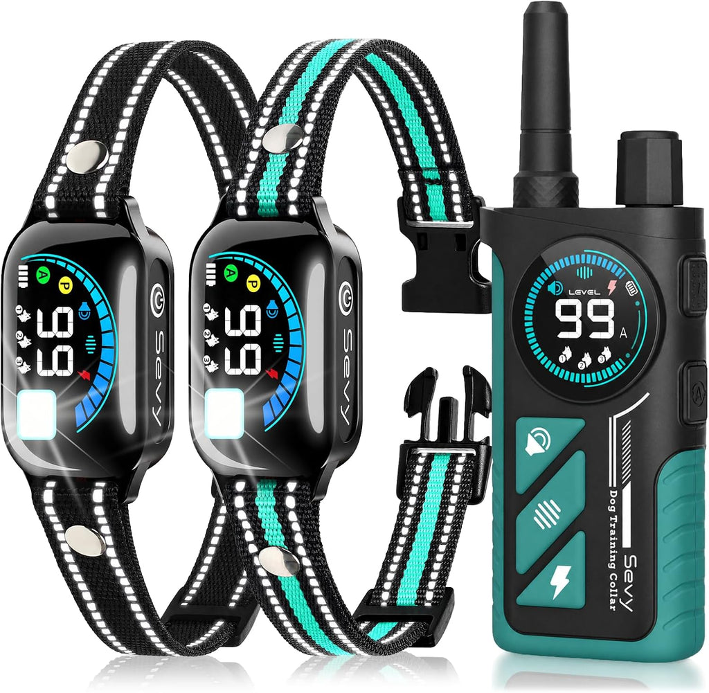 Sevy Buzzy 2-in-1 Dog Bark Collar & Dog Shock Collar with Remote for 2 Dogs