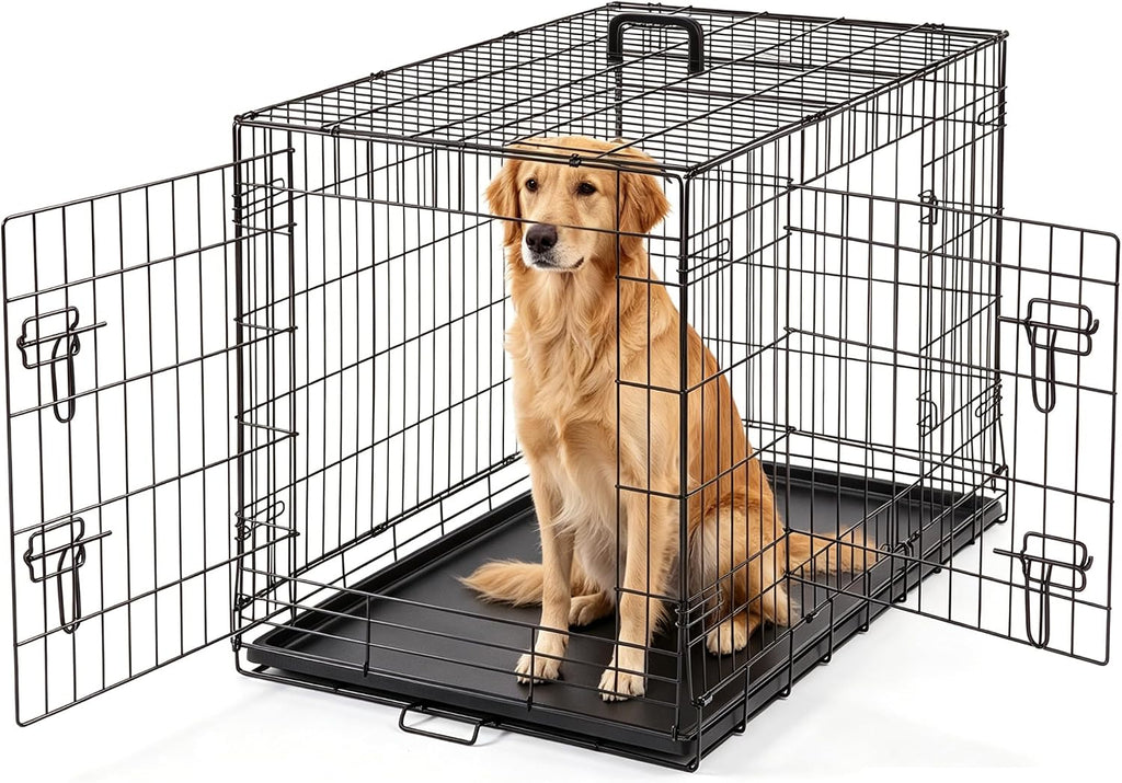 DUMOS 36 Inch Dog Crate, Puppy Small Medium Foldable Dog Cage Pet Kennel
