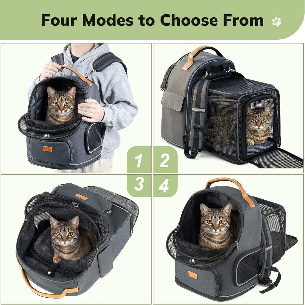 Morpilot Expandable Cat Carrier Backpack for Small Dogs & Cats Up to 12lbs
