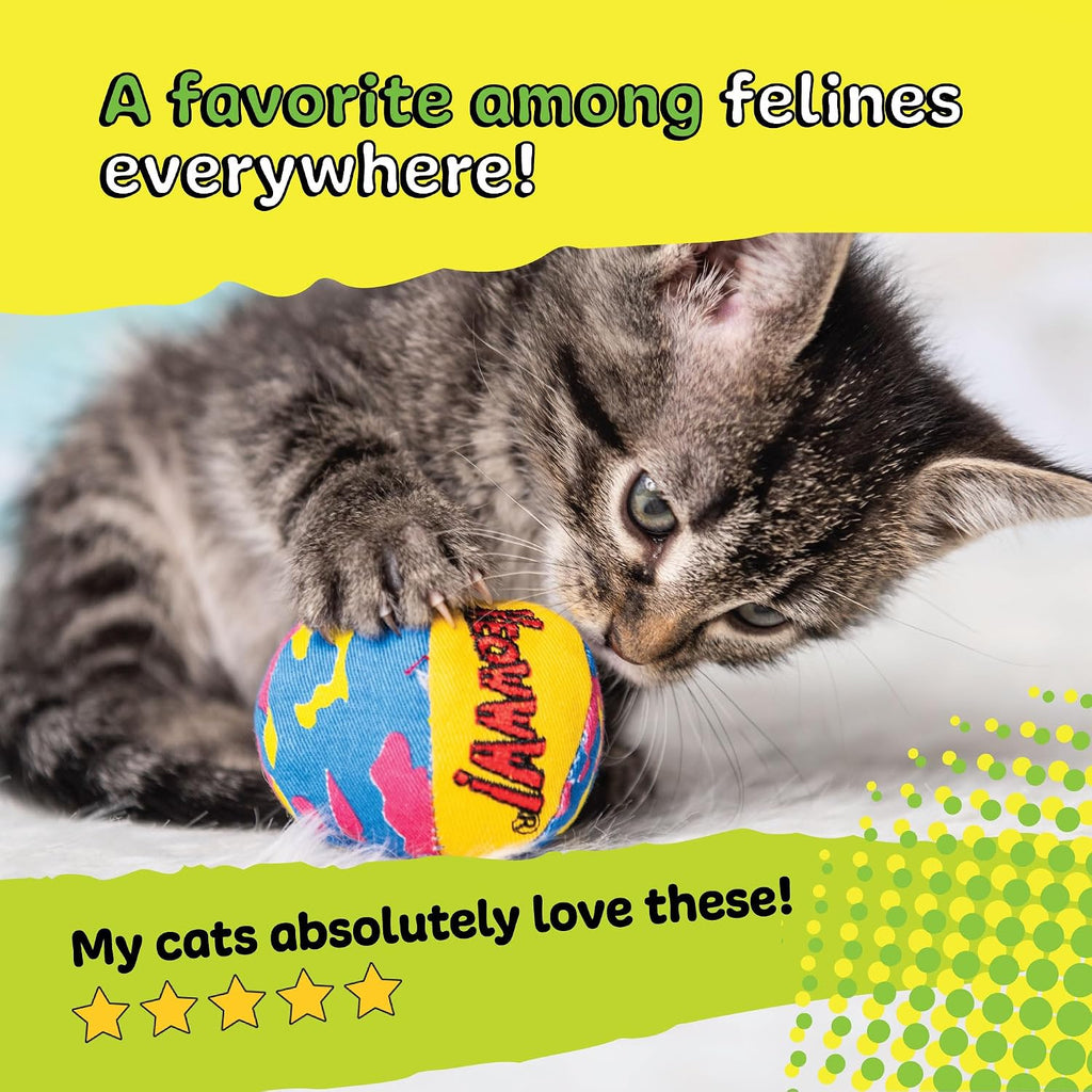 Yeowww! Catnip My Cats Balls Toys for Cats - 3-Pack - Durable Cotton Twill - Made in the USA - Stuffed with Organically 
