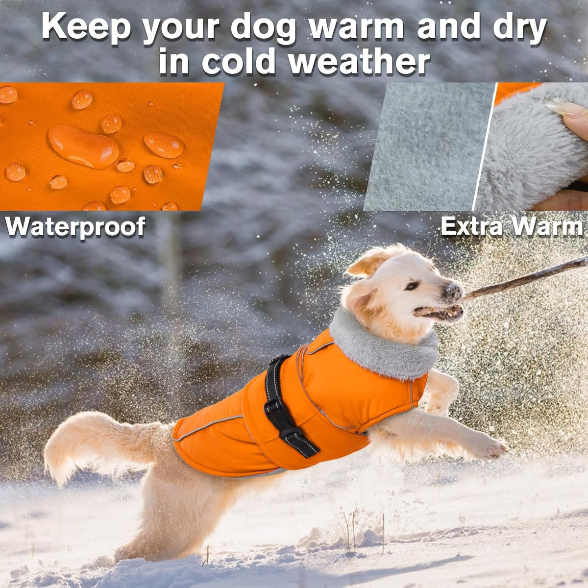 Dog Coat Waterproof Dog Jacket Fleece Vest with Adjustable Buckle