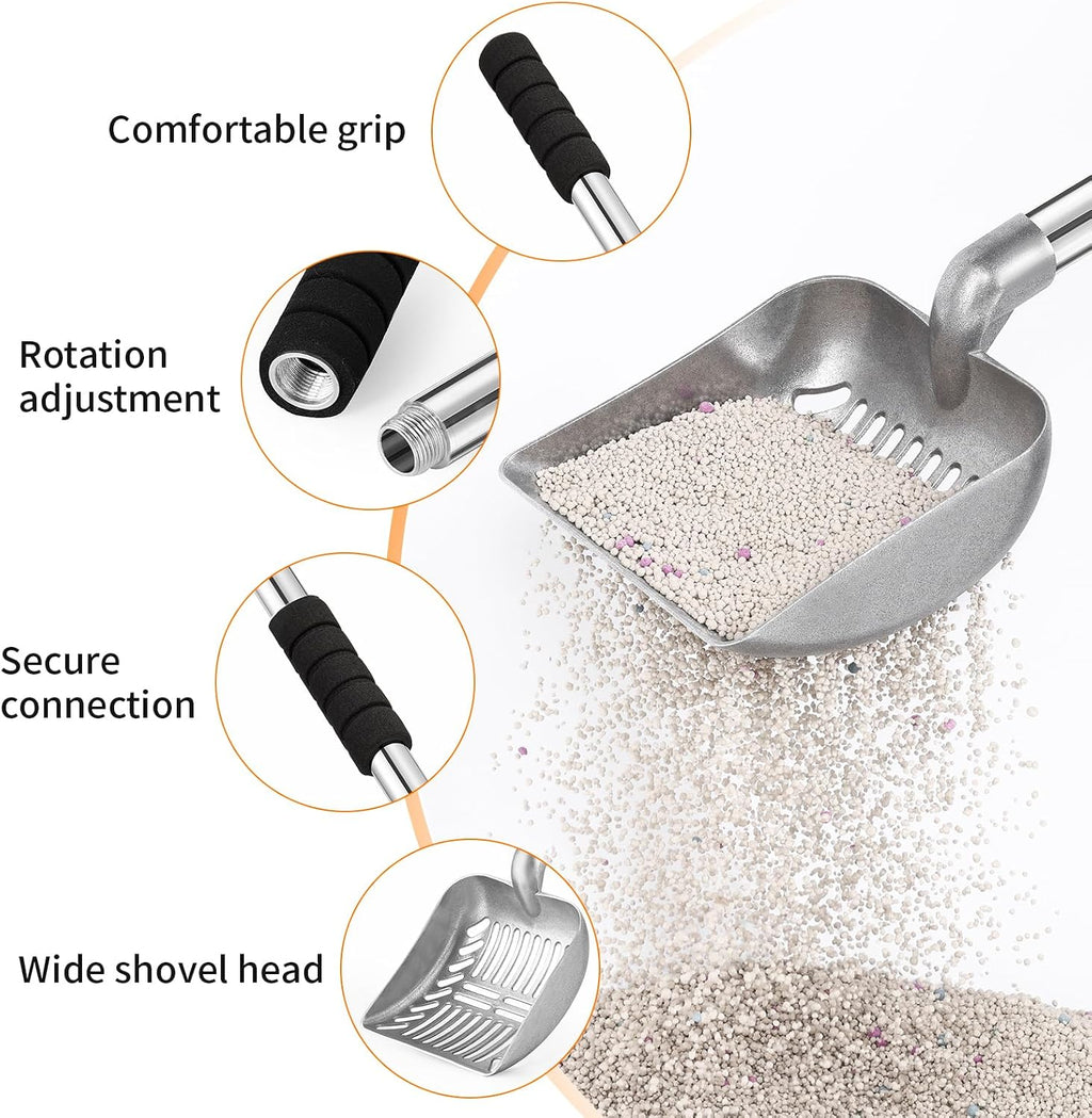 Metal Cat Litter Scoop, Detachable Long Handle Litter Scooper