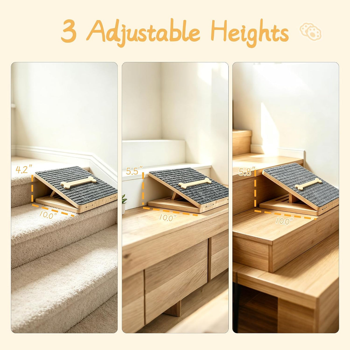 Dog Ramp for Stairs, Foldable Stair Wedges Assist for Small Dogs, 2 Pack