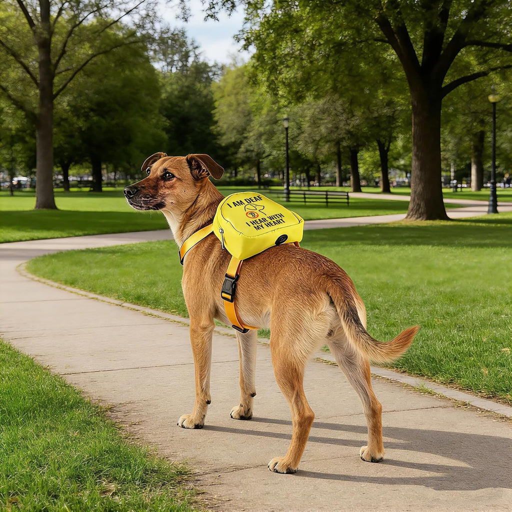 Pet Dog Cat Dog Backpack I Am Deaf I Hear with My Heart Dog Travel Bag Scarf Special Needs Dog (Hear with My Heart)