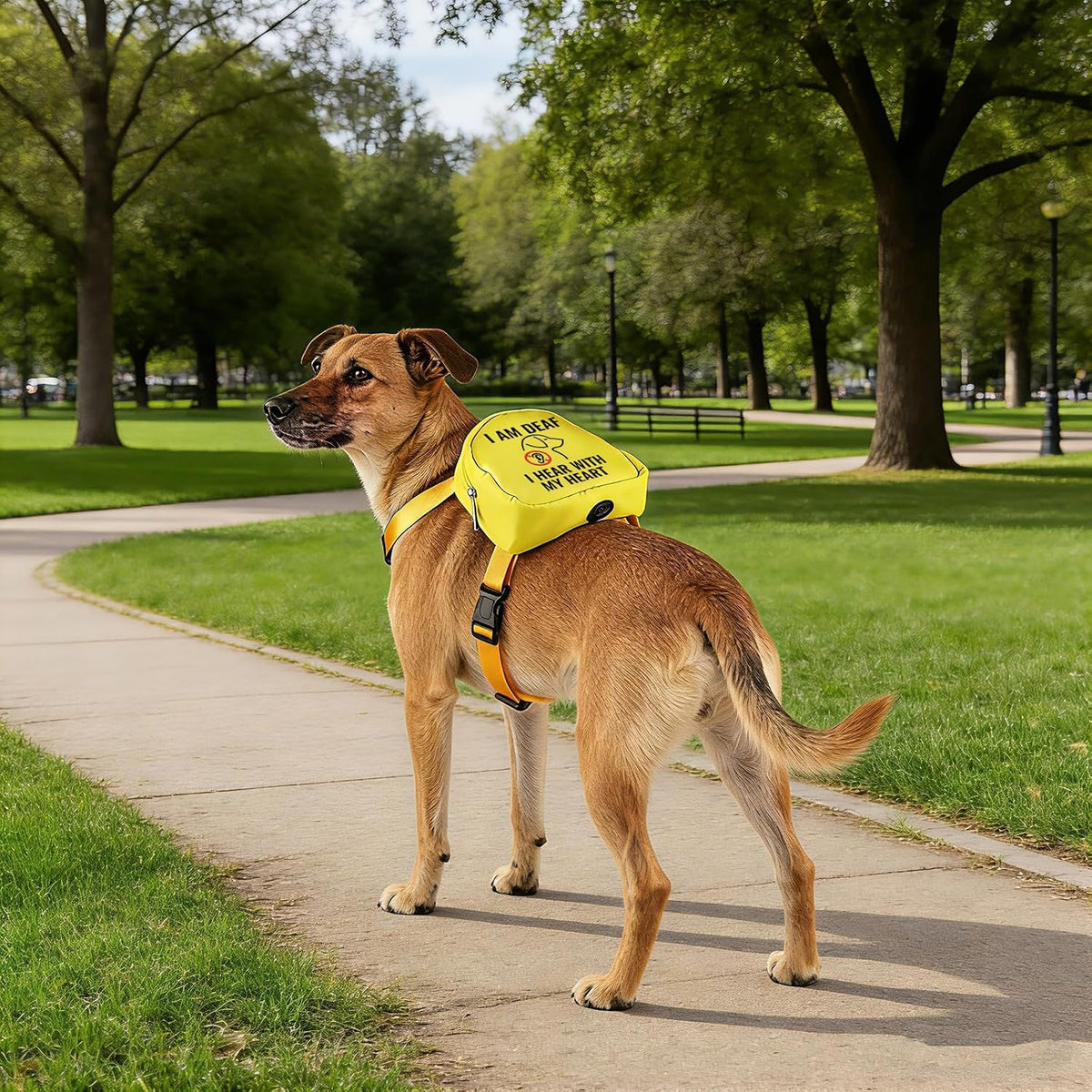 Pet Dog Cat Dog Backpack I Am Deaf I Hear with My Heart Dog Travel Bag Scarf Special Needs Dog (Hear with My Heart)