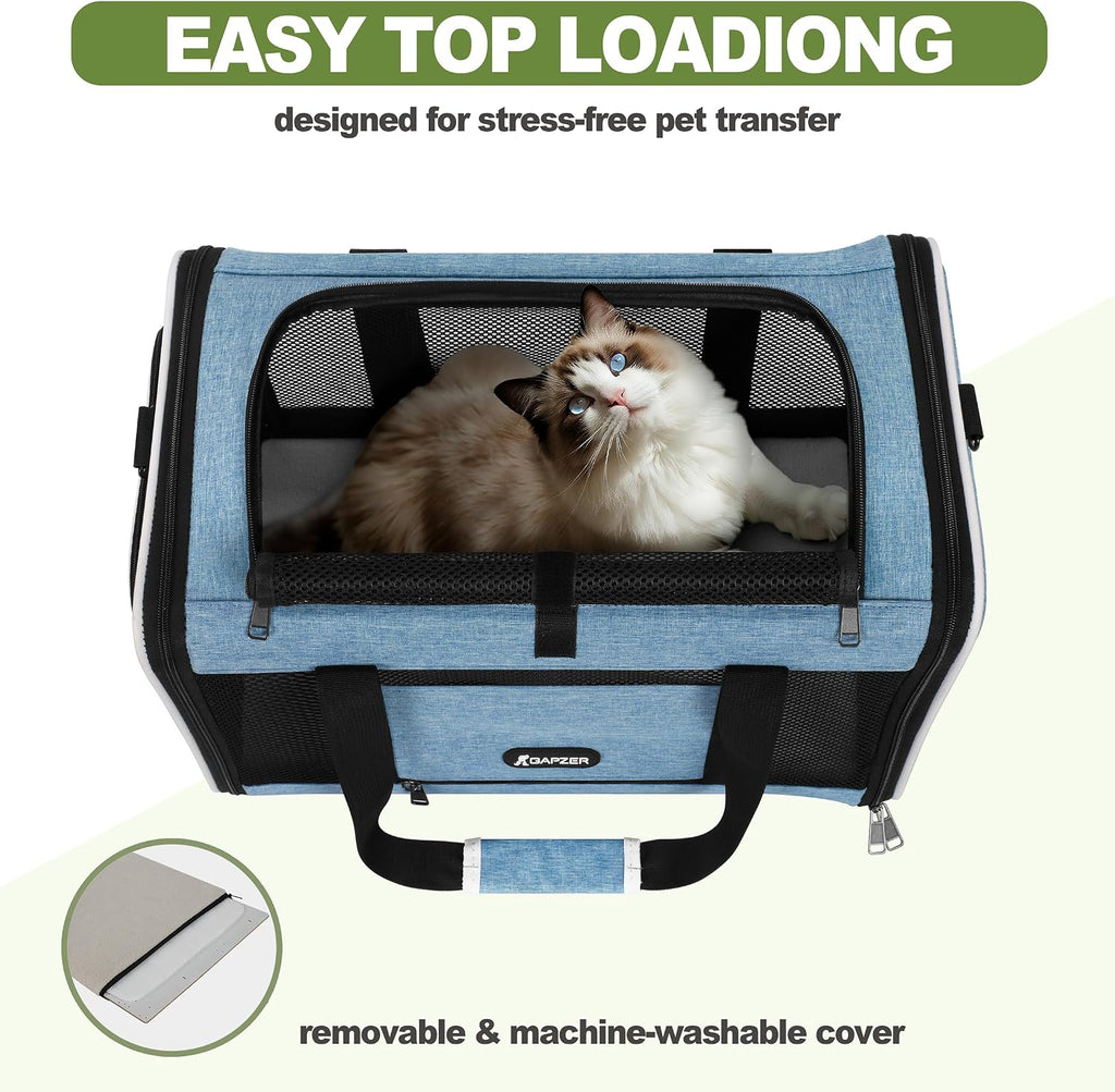 Cat Carrier 18 x 11 x 11 Top Loading Soft Pet Travel Bag Over 15lbs