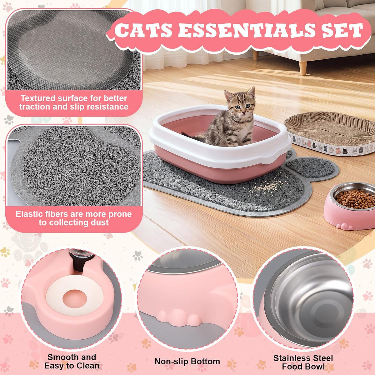 8 Pcs Kitten Supplies Starter Kit Cat Starter, Backpack, Pink-1